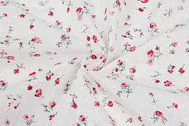 Батист в мушку Різнокольорові квіточки на білому