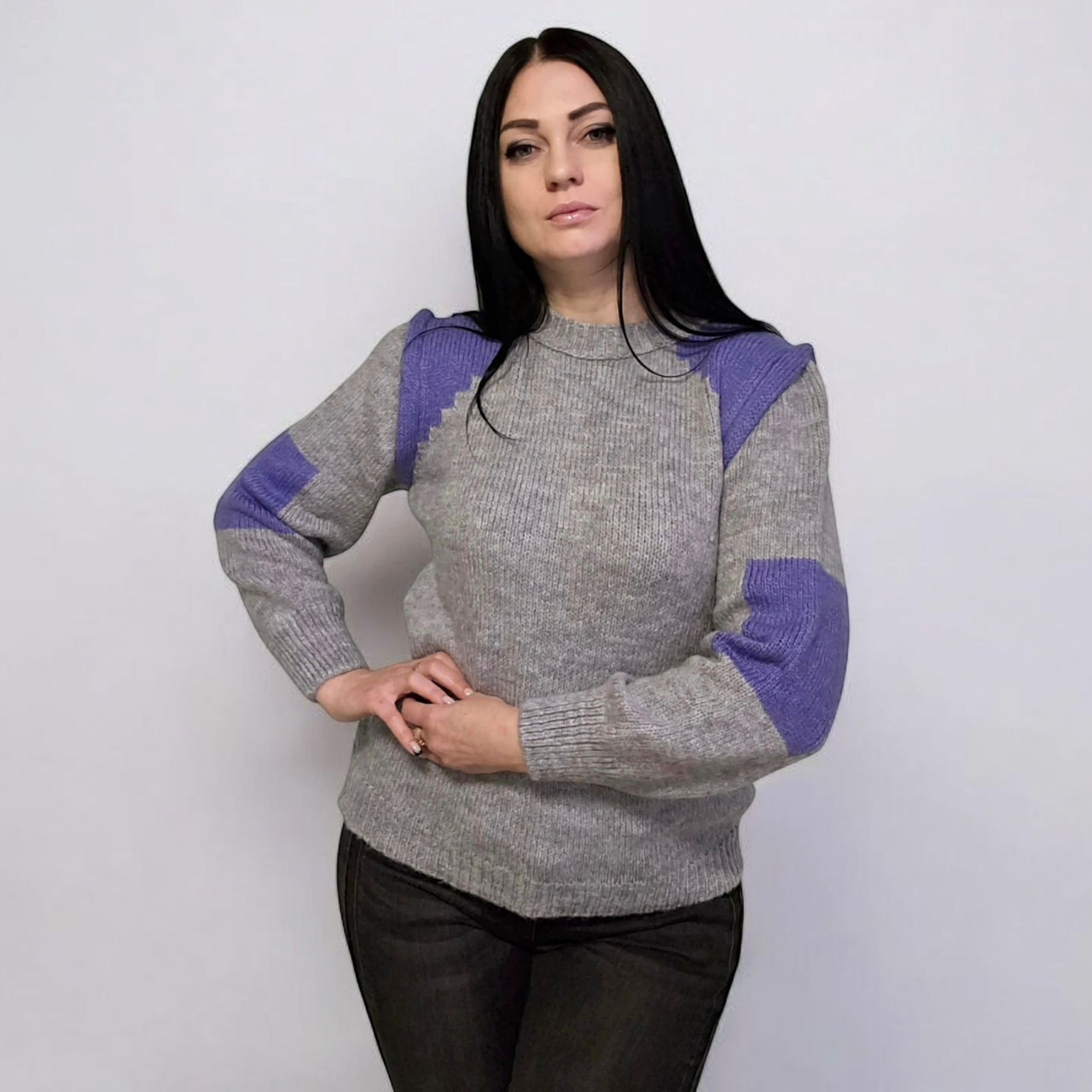 Светр жіночий в'язаний сірий. One Size, фото 1