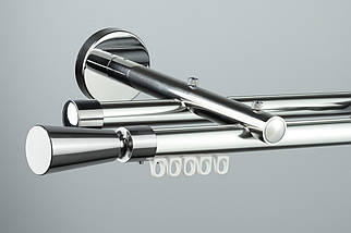 Zegar Карниз для штор подвійний Техно 20 Хром блискучий імпресійний, Трапеція