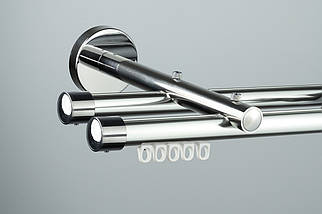 Zegar Карниз для штор подвійний Техно 20 Хром блискучий імпресійний, Заглушка