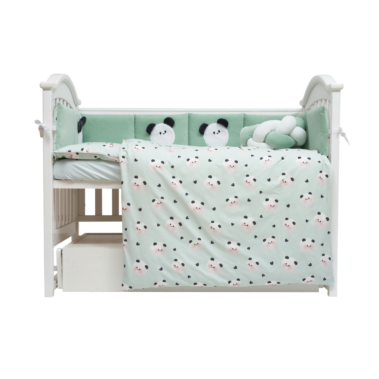 Постільний комплект 7 ел Twins Panda м'ятний, фото 1