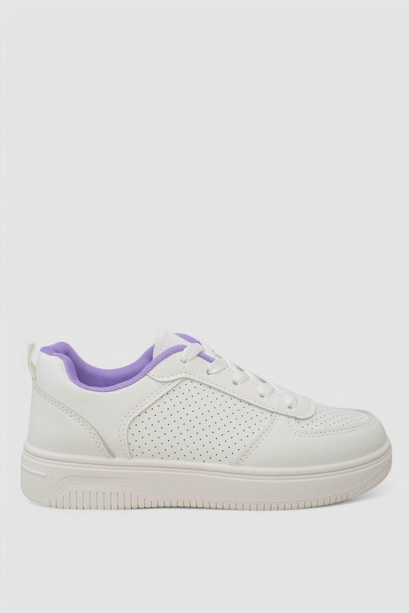 Кеди жіночі з перфорацією, колір біло-бузковий, 248RAJ120, фото 1