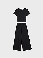 Трикотажний чорний комплект для дівчинки топ та штани палаццо 146 (10-11Y)