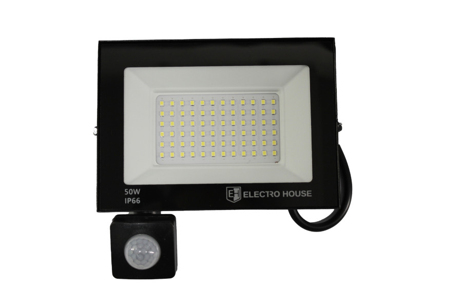 LED прожектор із датчиком руху 50 Вт 5000 Лм 6500 К холодний білий SMD2835