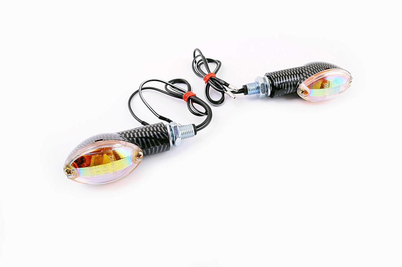 Повороти міні (пара) овальні (карбон, жовте скло, хамелеон) E-MARKED