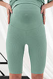 Легінси велосипедки для вагітних із м'якого трикотажу в рубчик кольору полин S, фото 4
