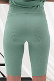 Легінси велосипедки для вагітних із м'якого трикотажу в рубчик кольору полин S, фото 6