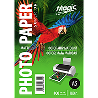 Матовий фотопапір А5 180 г/м² (100 аркушів) Magic Superior Матовий фотопапір А5 для принтера