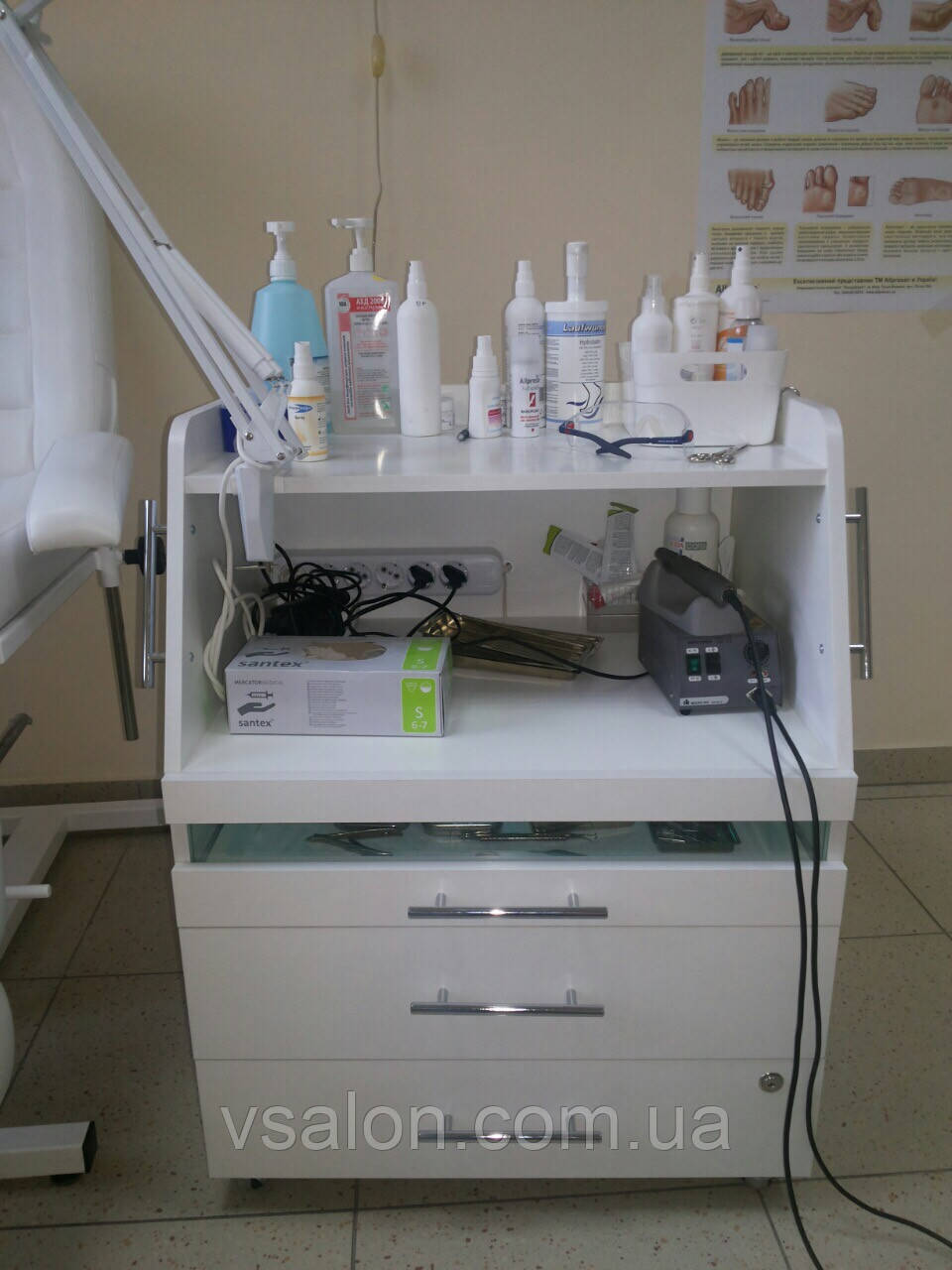 Классическая тумба для педикюра и подологии с бактерицидной (УФ) лампой ...