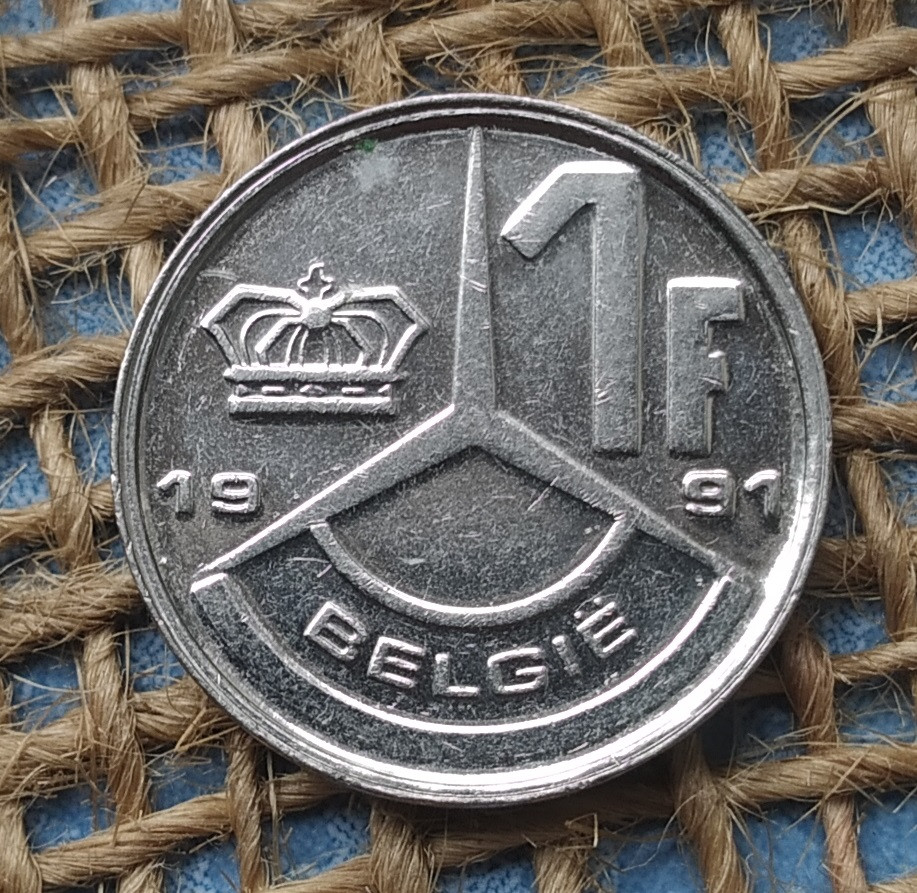 1 франк 1991 року. Бельгiя