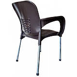 Стілець пластиковий Венус з підлокітниками на металевих ніжках, для кафе, для вулиці, фото 3