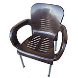 Стілець пластиковий Венус з підлокітниками на металевих ніжках, для кафе, для вулиці, фото 2