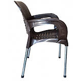 Стілець пластиковий Венус з підлокітниками на металевих ніжках, для кафе, для вулиці, фото 4
