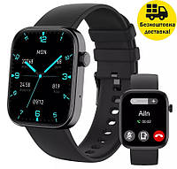 Чоловічий смарт годинник квадратний для андроїд айфон водонепроникний з функцією дзвінка і голосовим управлінням