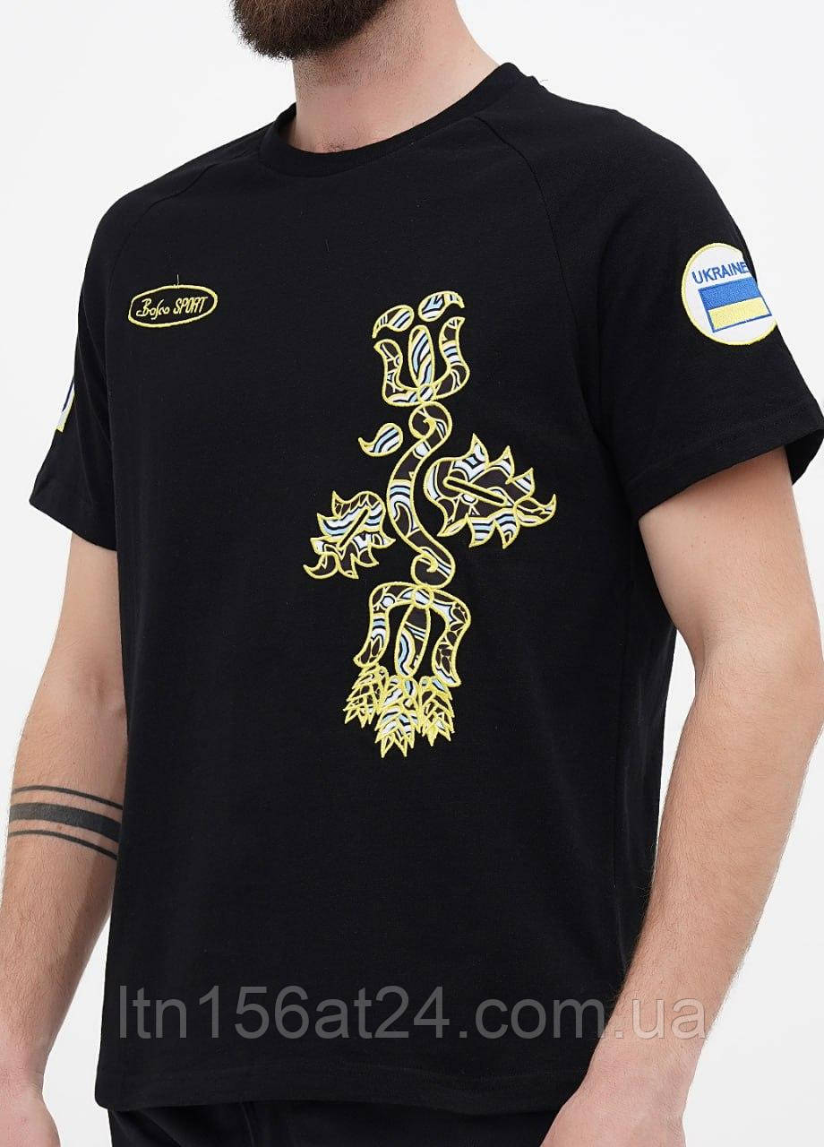 Футболка Bosco Sport чорна груди 🇺🇦 Бавовна Італія🇮🇹 S М L XL