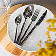 Набір столових приборів на 6 персон набір ложок виделок і ножів 24 предмети в коробці Срібло Lugi, фото 5