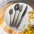Набір столових приладів золото на 6 персон комплект столових приладів 24 предмети Срібло із золотом Lugi, фото 6