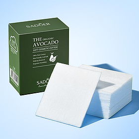 Мягкие хлопковые диски для легкого снятия макияжа Sadoer The Organic Avocado, 100 шт.