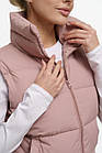 Жіноча жилетка пудрова коротка весняна осіння Безрукавка без капюшона демісезонна, фото 4