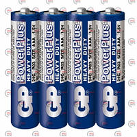 Батарейка AA сольова 1.5V пальчик GP PowerPlus 4 шт. плівка