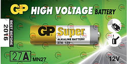 Батарейка "А 27" лужна 12V мікропальчик GP HighVoltage Alkaline блістер (в брелок сигналки)