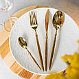 Набір столових приборів золото на 6 персон 24 шт ложки, виделки, ножі Золото Lugi, фото 2