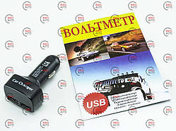 Вольтметр-термометр з дисплеєм у прикур., 2 USB з амперм. синій 12 В МАРС