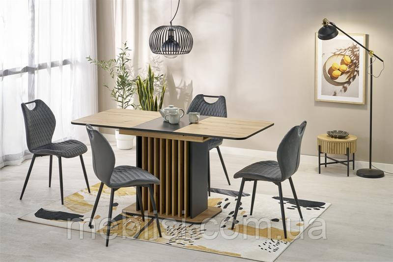 Розкладний стіл 120 WILSON дуб артізан/ніжки чорні 120(158)/77 cm (Польща Halmar)