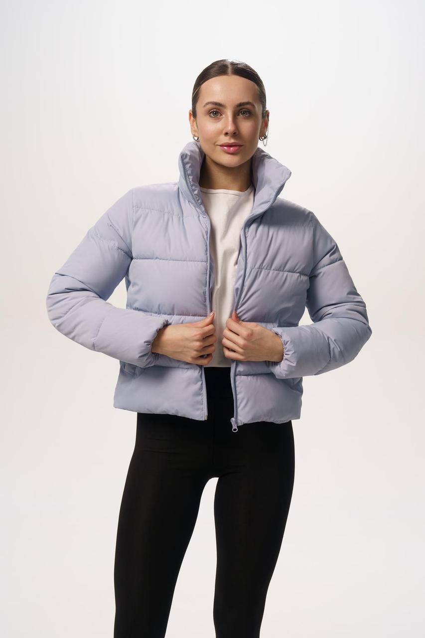 Жіноча коротка куртка блакитна без капюшона спортивна весняна осіння, фото 1