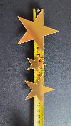 Золоті наклейки пластикові зірки від 3,2 до 6,5 см 20 шт. набір Б336, фото 2