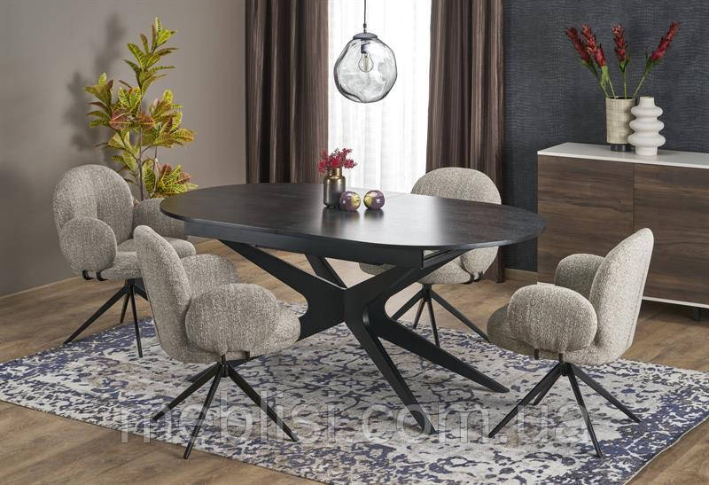 Стіл розкладний овальний 180 чорний SANDRO 180(240)x100 (Halmar)