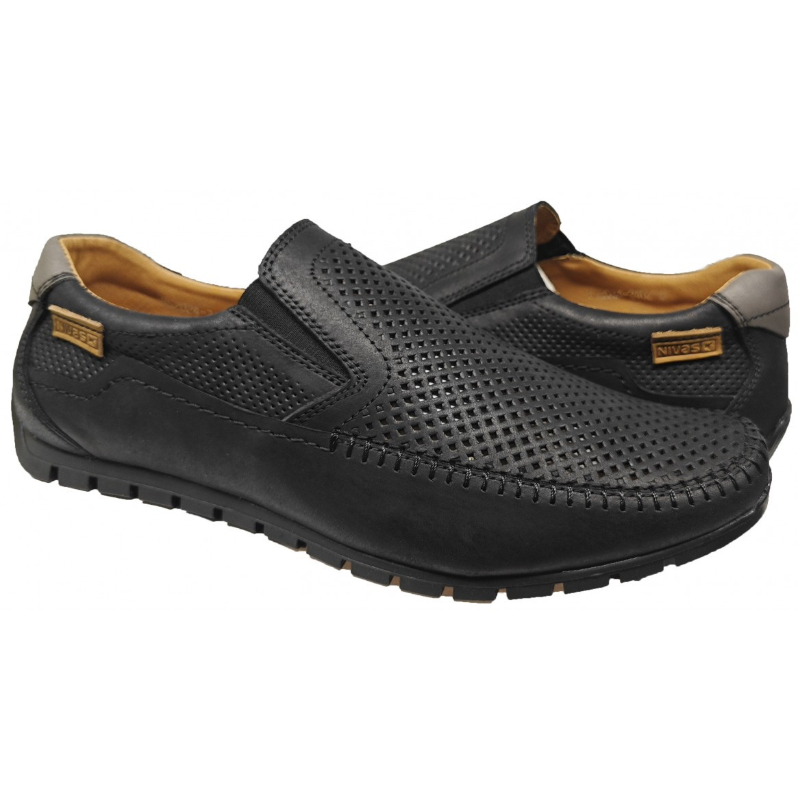 Літні шкіряні мокасини з перфорацією, фото 1