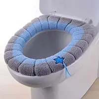 Чохол для обідка унітаза Toilet seat cover м'який, теплий, з блакитною петлею; накладка на сидіння унітаза.