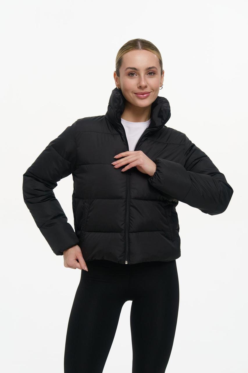 Жіноча коротка куртка чорна без капюшона спортивна весняна осіння, фото 1