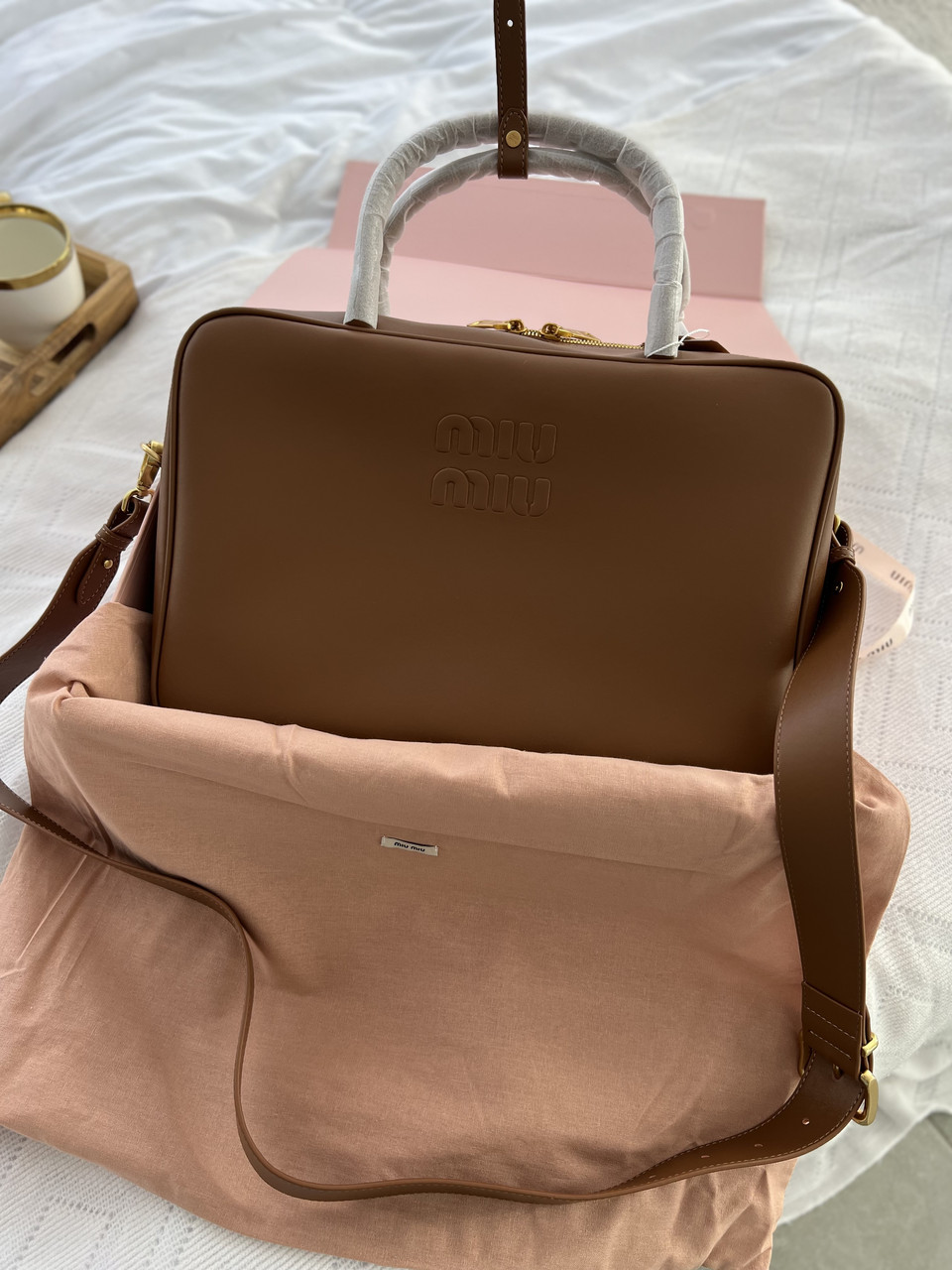 Leather Beau bag brown, фото 1