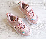 Дитячі рожеві легкі кросівки для дівчаток на липучці. 27 розмір. Весняні кросівки, фото 3
