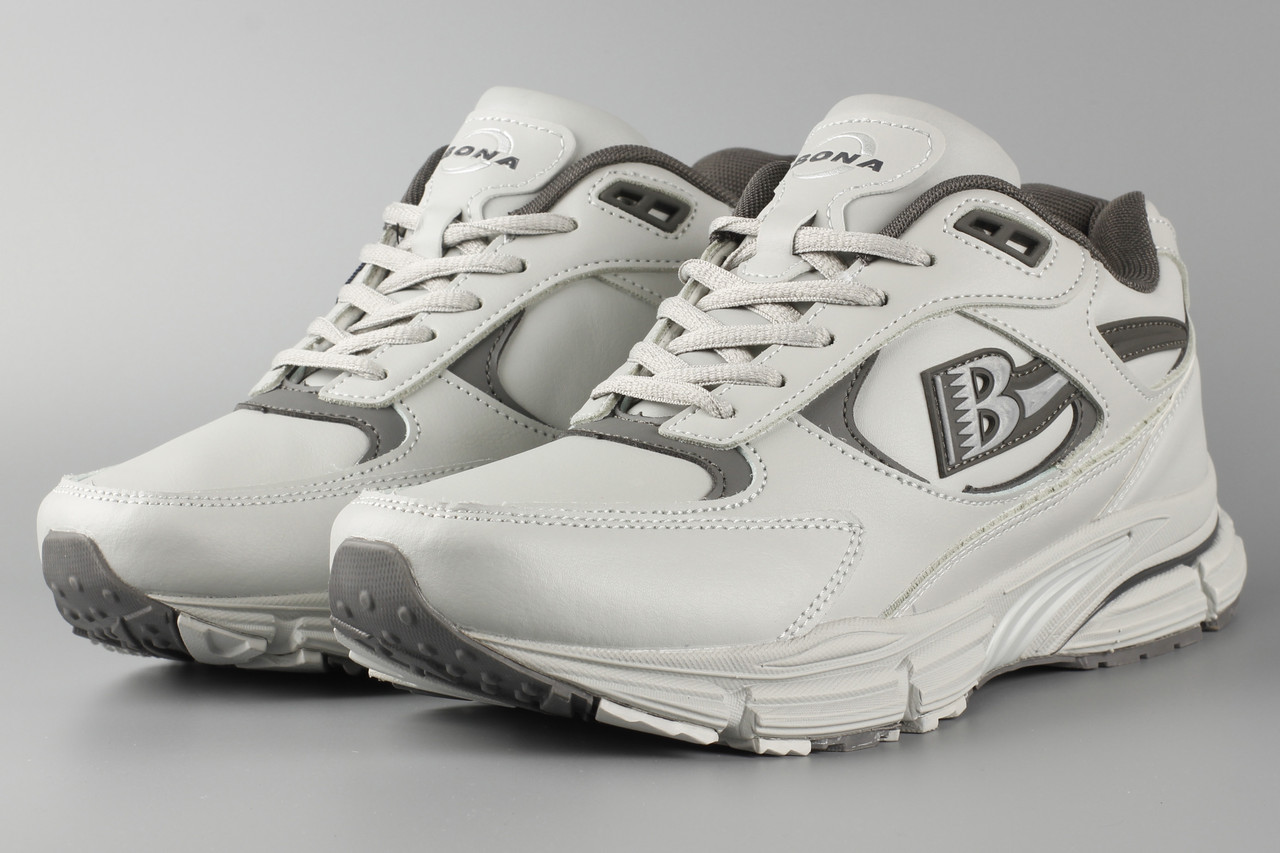 Кросівки чоловічі шкіряні сірі Bona 948M Бона Розміри 41 42 43 44 46