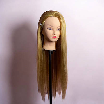 Манекен для зачісок голова навчальна натуральна 75см (тренувальна для перукарів)