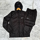 Спортивний костюм чоловічий Nike весна-осінь комплектом (вітровка+ штани) із плащівки водовідштовхувальний чорний. Живе фото, фото 3
