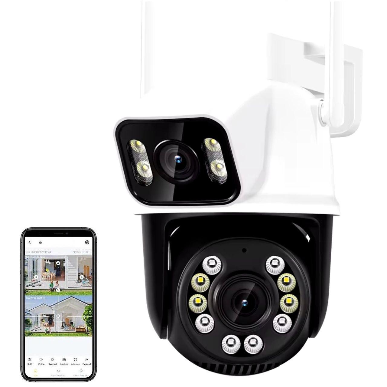 Вулична охоронна поворотна WIFI камера спостереження Asecam ABQ-2A 8MP з 2 об'єктивами.  iCSee