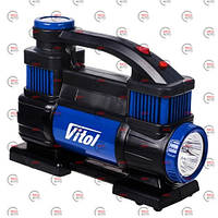 Компресор 2 цилін Vitol 300W/10атм/90л/25А/5м шланг спирал/ліхтар/клеми