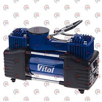 Компресор 2 цилін Vitol 300W/10атм/90л/25А/5м шланг спирал з ман. і дефлятором/клеми