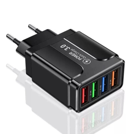 Мережевий зарядний пристрій 4 USB порту 5V/3,5A 18W BK-386B