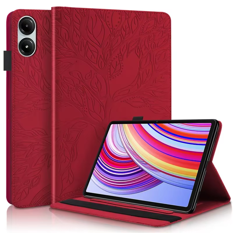 Чохол книжка Wood Book на планшет Poco Pad (12.1")/червоний