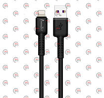 Кабель для заряджання Avantis USB — iPhone, 1 м, 2.0 А чорний, круглий силіконове обплетення QC+DT