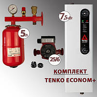 Комплект Електрокотел Тенко Економ 7,5/220 з насосом, бачком та групою безпеки на консолі