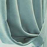 Комплект штори 2 шт. з підхватами 300х250 см мікровелюр Світло-бірюзовий, тюль бамбук 500 см Тепло-білий, фото 6