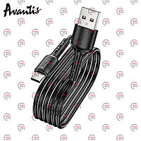 Кабель для заряджання Avantis USB — Type-C, 1 м, 3.0 А чорний, круглий Novel