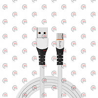 Кабель для заряджання Avantis USB — Type-C, 1 м, 3.0 А білий, круглий силіконовий обплетення
