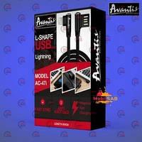 Кабель для заряджання Avantis USB — iPhone, 1 м, 2.4 А чорний, круглий тканинне обплетення QC L подібний